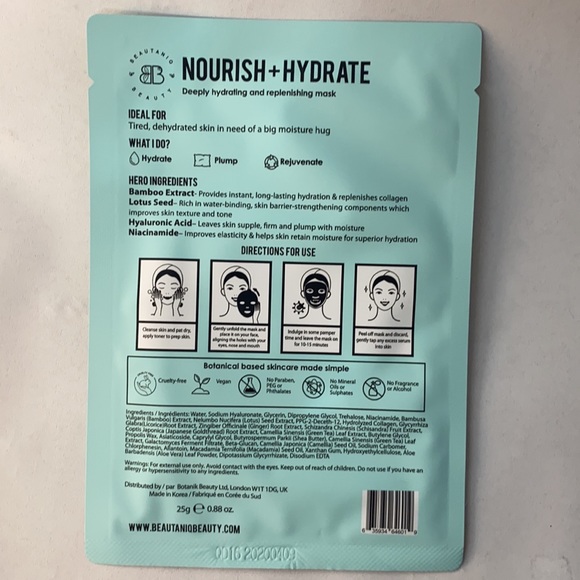 BEAUTANIQ BEAUTY Nourish + Hydrate Face Masks BNIB - Picture 5 of 5